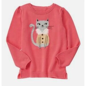 Gymboree Kitty In Pink Girl Pink Fur Metallic Cat Long Sleeve Sweater S 5-6